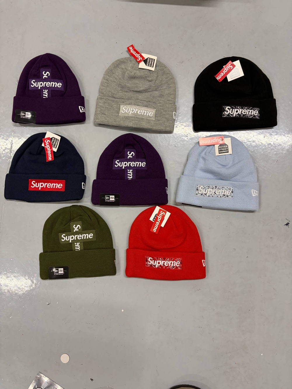 Supreme Kids Beanie Pack — Red, Purple, Gray, Black, Navy, Light Blue, Olive